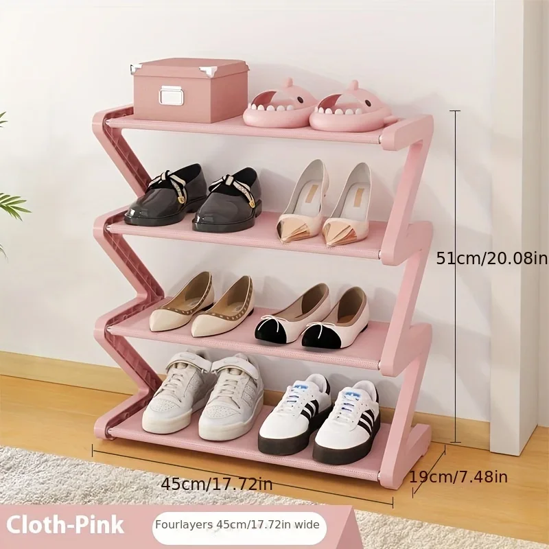 4-layer Z-shaped shoe rack, simple household shoe storage rack, dormitory assembly shoe rack