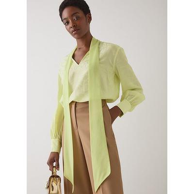 Maggie Green Jacquard Print Silk Blend Blouse Lime, Lime