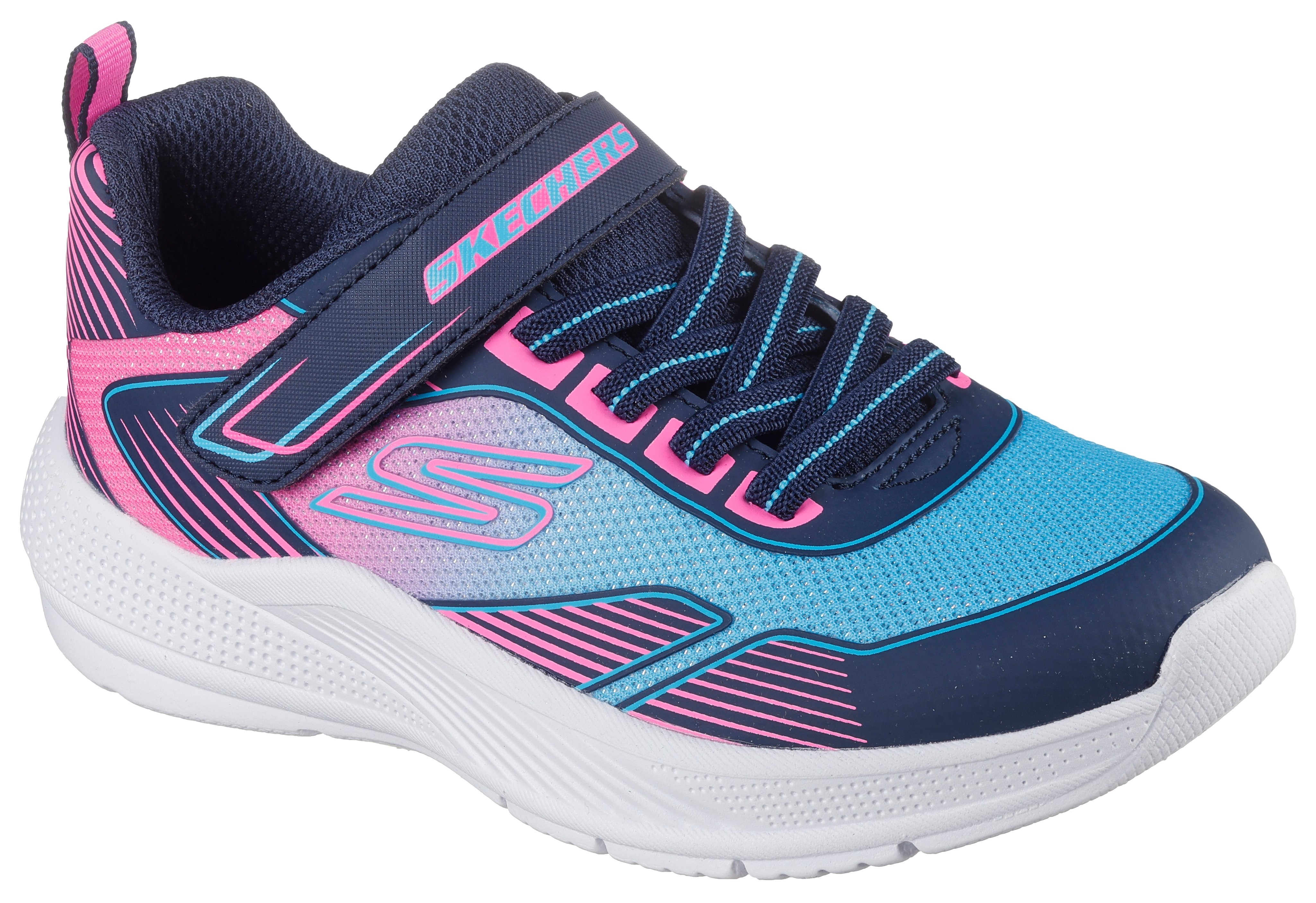 Sneaker SKECHERS "MICROSPEC ADVANCE", Kinder, Gr. 35, lavendel, multi, Lederimitat, Textil, kontrastfarbene Details, Schuhe, Freizeitschuh mit Klettverschluss, Größenschablone zum Download Image