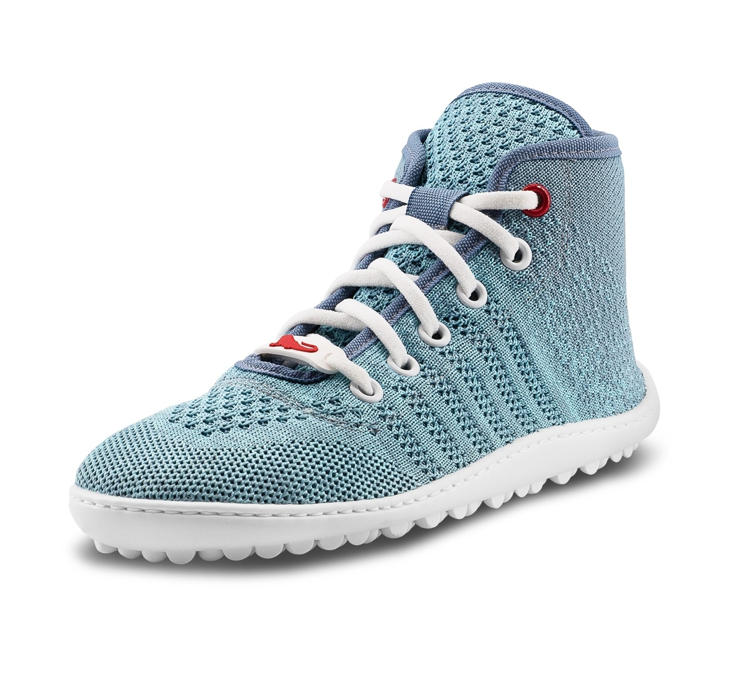 Barfußschuh LEGUANO "leguanito go", Kinder, Gr. 30, grün (hellblau, grau), Textil, Schuhe, Schnürer, High-Top-Sneaker mit biegsamer LIFOLITSohle Image