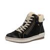Winterboots REMONTE, Damen, Gr. 39, schwarz (schwarz, beige), Leder, Textil, Fellimitat, sportlich, Schuhe, Schnürboots, Stiefelette, Casual-Boots mit Tex-Ausstattung