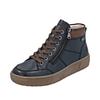 Plateausneaker REMONTE, Damen, Gr. 38, bunt (dunkelblau, braun), Leder, Lederimitat, unifarben mit Farbeinsatz, casual, Schuhe, Winterstiefelette, Casual Boots mit wasserabweisender TEX-Membran