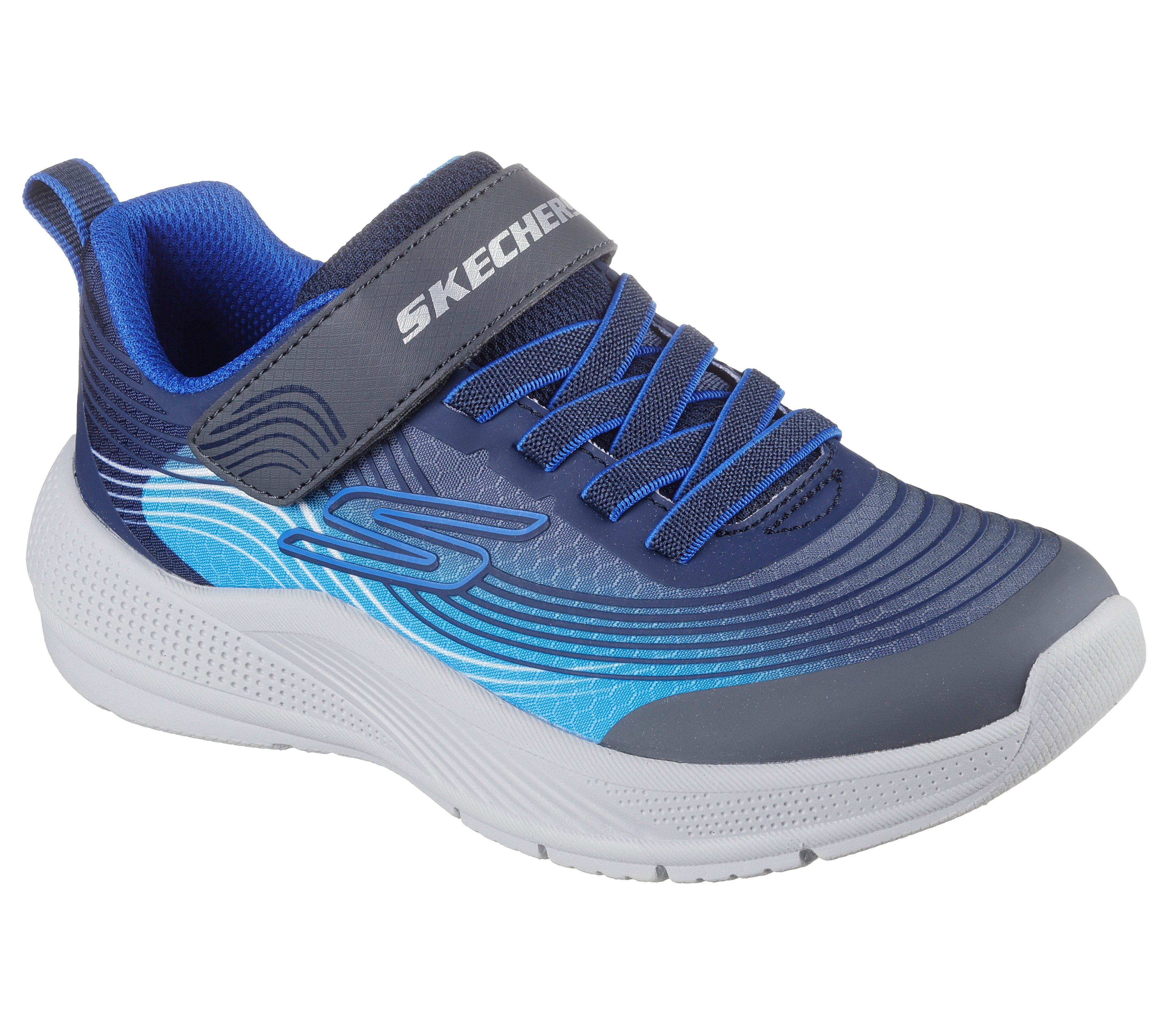 Sneaker SKECHERS "MICROSPEC ADVANCE", Kinder, Gr. 27, blau (navy, blau), Lederimitat, Textil, Schuhe Image