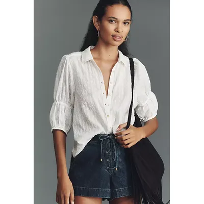Pilcro Puff-Sleeve Buttondown Top