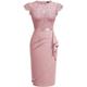 Per donna Mini Abito Abito in Pizzo Abito da Cocktail Abito da invitata a nozze Chiffon Elegante Moda Moderno All'aperto Cocktail party Vestibilità regolare Semplice Manica Corta Girocollo Nero Rosa