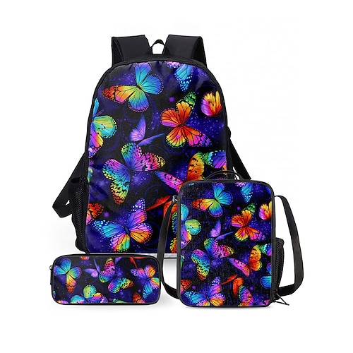 Zaino scolastico per ragazze preadolescenti e adolescenti con stampa a farfalle, borsa kawaii capiente per la scuola media, i viaggi e il ritorno a scuola.