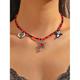 Collana girocollo da donna a forma di ragno gotico – velluto nero con ciondolo a forma di ragno in lega, strati di catena con gemme rosse, vestibilità regolabile, ideale per cosplay di Halloween, feste e moda gotica