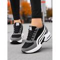 scarpe da corsa robuste da donna nere e grigie – scarpe da ginnastica con lacci in rete traspirante, scarpe sportive casual da passeggio per palestra, viaggi e uso quotidiano