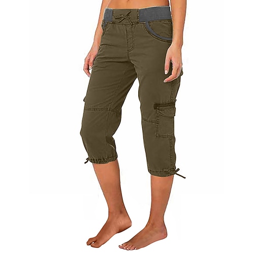 Per donna Pantaloni Cargo Pantaloni da escursionismo Estate Esterno Vestibilità regolare Traspirante Pantaloni Tasca Nero Verde militare Cotone Campeggio / Escursionismo Corsa S M L XL XXL