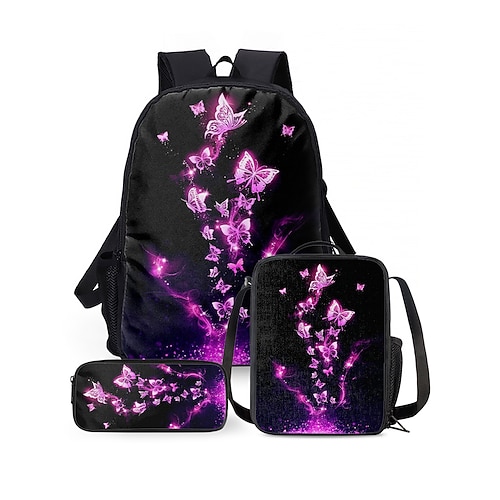Zaino scolastico per ragazze preadolescenti e adolescenti con stampa a farfalle, borsa kawaii capiente per la scuola media, i viaggi e il ritorno a scuola.