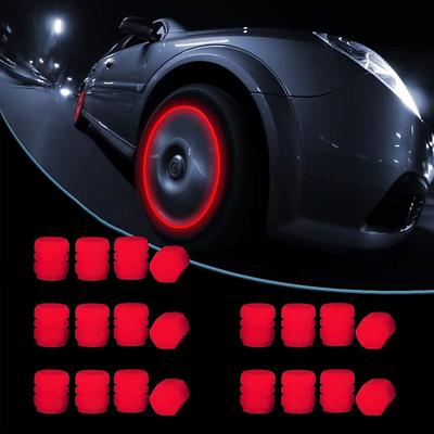 16pcs Universal Fluorescent Tire Valve Caps, Glow-in-the-Dark Air Stem Covers for Motorcycle, E-Bike, Scooter, Car, Vacuum Tires, Luminous Valve Core Caps