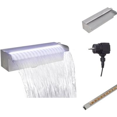 Brunnen & Wasserfälle - Living Pool-Wasserfall Fontäne mit LEDs Rechteckig Edelstahl 30 cm Image