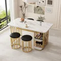 Ensemble de table à manger moderne (avec table à manger, 4 chaises), ensemble de table de cuisine rectangulaire à cadre en acier, 140*80*75cm