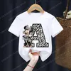 Disney Minnie Brief A B C D Kinder T-shirt Kawaii Kleidung für Mädchen T Shirt Anime Cartoons Casual Kind Junge Kurzarm tops