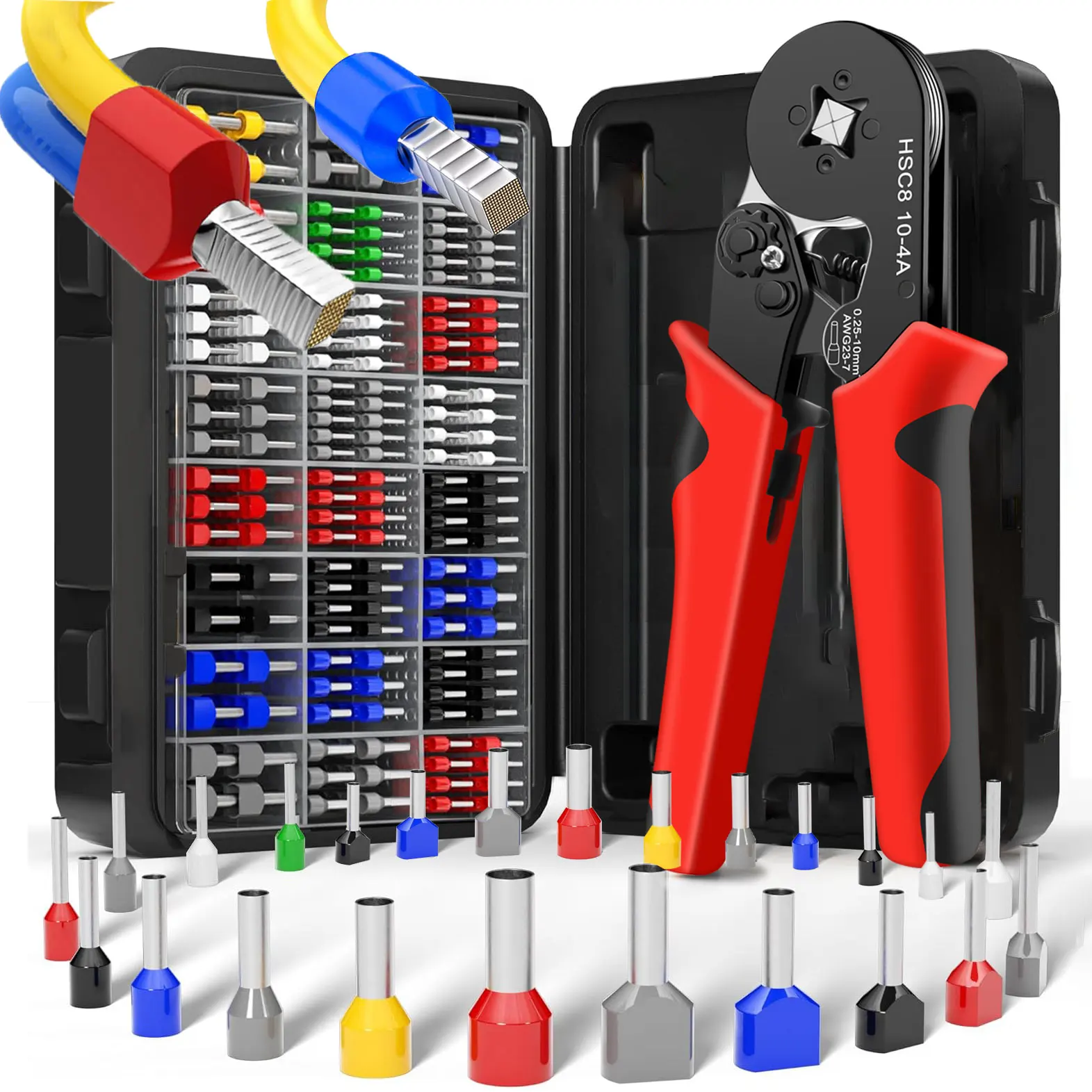 Terminale isolato per tubi elettrici Terminali a crimpare tubolari VE Kit di connettori terminali per puntali per connettori per cavi metallici