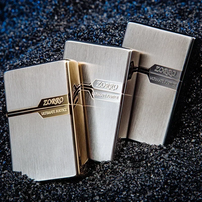 Zorro Original Kupfer Metall Outdoor-Feuerzeugplatte Gold gebürstetes reines Kupfer Winddichtes Feuerzeug Schmale Maschine Herren Coole Feuerzeuge Image