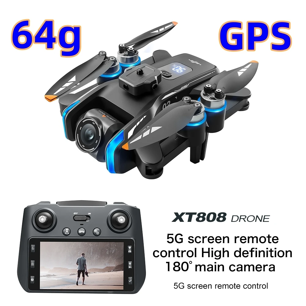 NEUE XT808 Display 5G Optische Fluss GPS Folding Drone Mit WIFI Übertragung Professionelle Luft Kamera Quadcopter 64G