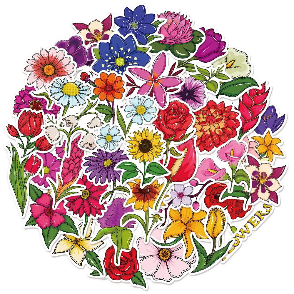 40 Stück kreative Graffiti-Aufkleber mit verschiedenen Blumen, DIY, Gepäck, Lautsprecher, Skateboard, Wasserbecher, Notebook, wasserfeste Aufkleber Image