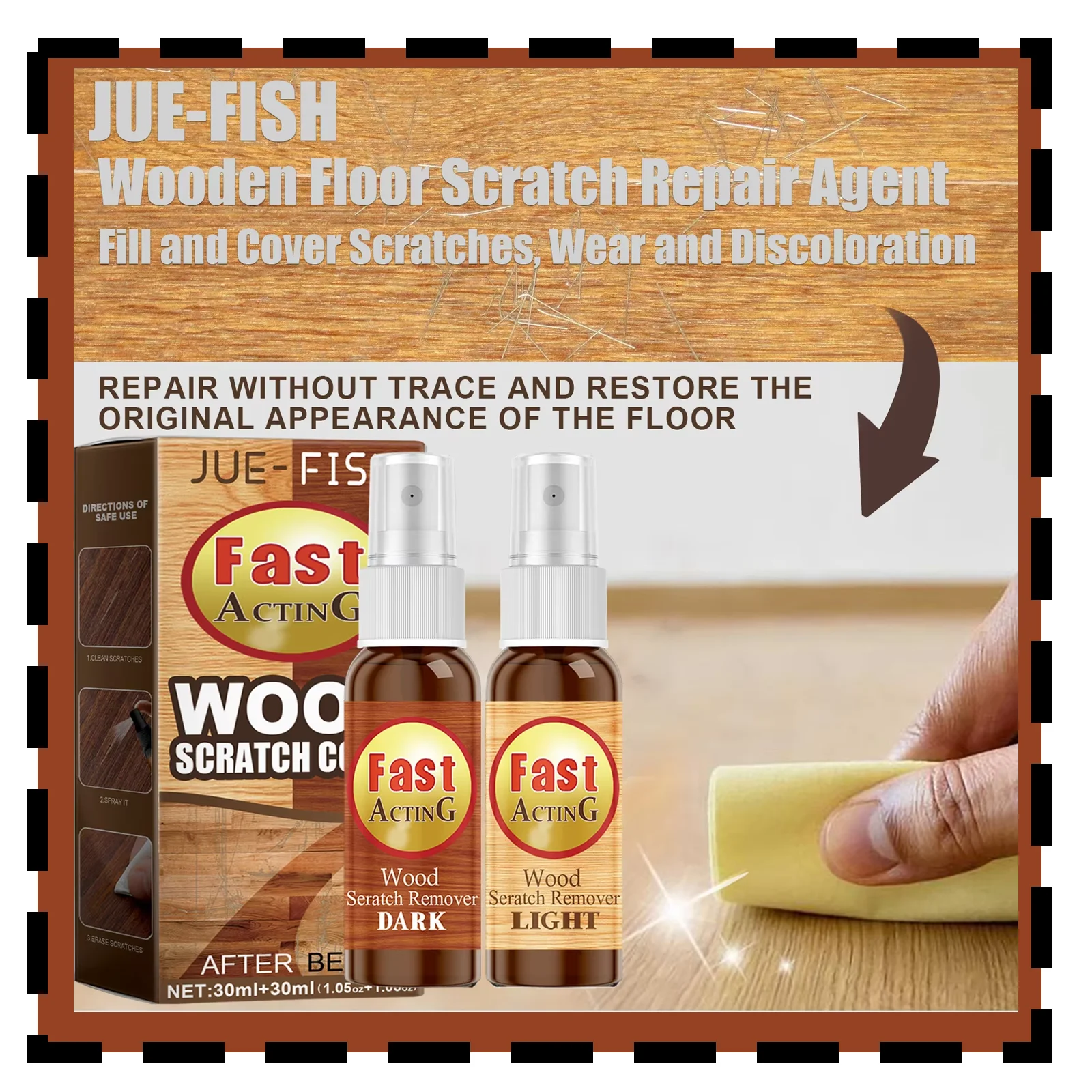 Möbelboden-Reparaturfarbe, Wachs, Möbelfarbe, Holztisch, Boden, ergänzendes Farbspray, schnell wirkendes Kratzer-Reparaturspray Image