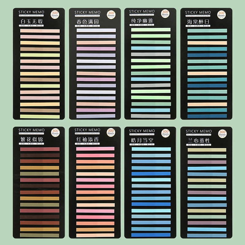300 Blatt PET Haftnotizen Regenbogen Index Notizblock Haftnotizblöcke Papieraufkleber Notizen Schulbedarf Kawaii Briefpapier Geschenk Image
