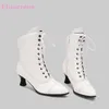 Neue Winter Mode Weiß Lila Frauen Stiefeletten Heißer Spitz High Heels Dame Kleid Schuhe Plus Große Größe 11 43, 46 48