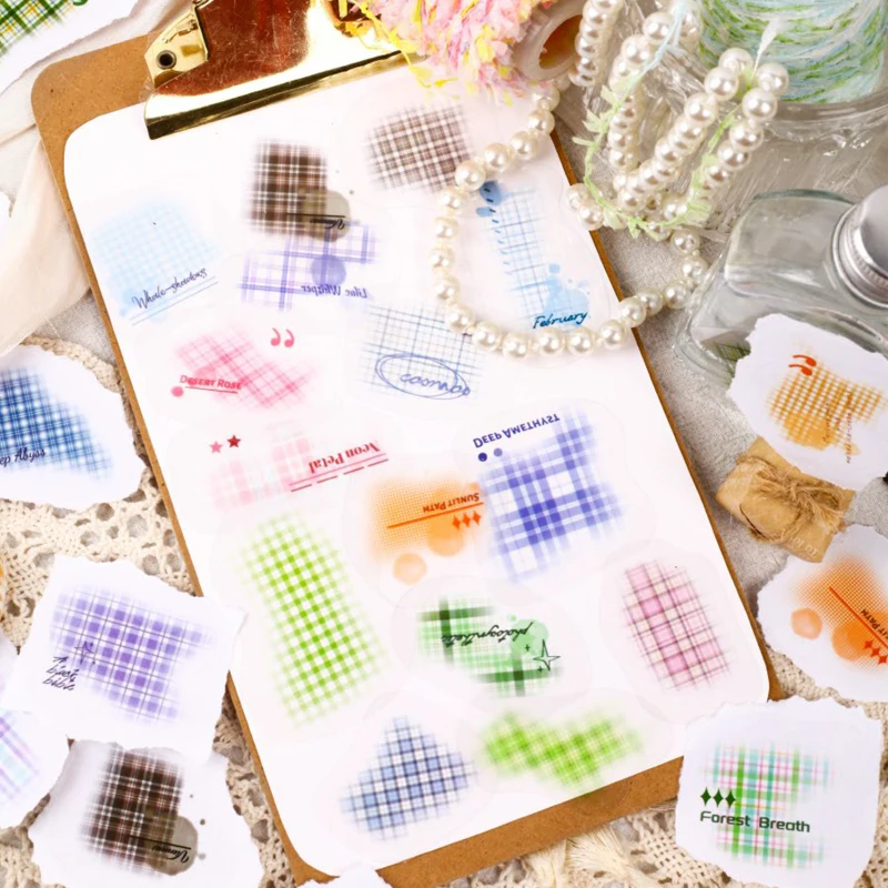 90 Stück Gitter Farbspektrum Serie Aufkleber Handbuch Collage DIY Scrapbook Grußkarte Umschlag Postkarte Fotorahmen Album Tasse Image