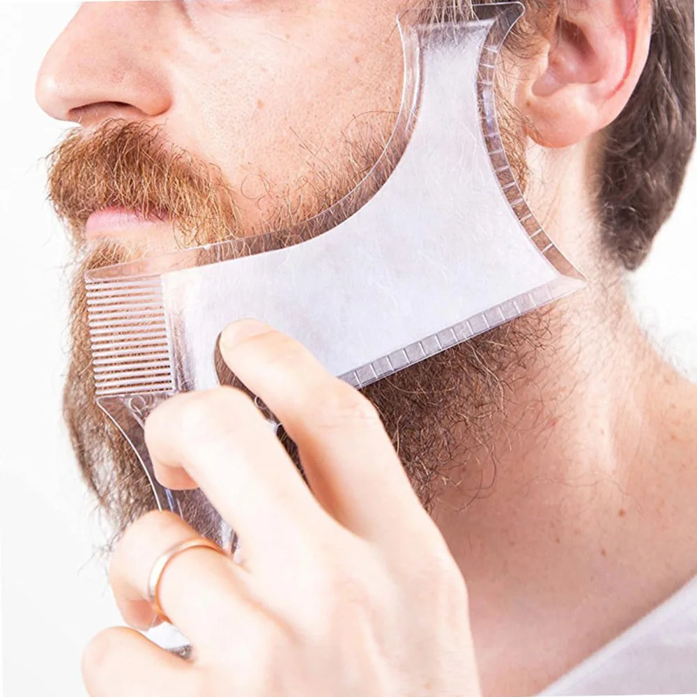 Modello per lo styling della barba da uomo Stencil Pettine per barba Strumento per modellare la barba da uomo Modellazione Righello Modellatura Styling Taglio Baffi Barbiere