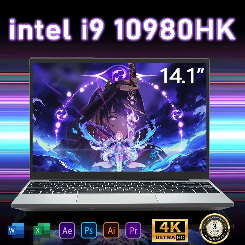 14,1-Zoll-Laptop Intel Core i9 10980HK Windows 11 Pro 16GB DDR4 2TB SSD Gaming-Laptops Büro-PC Gamer Tragbarer Notebook-Computer Image