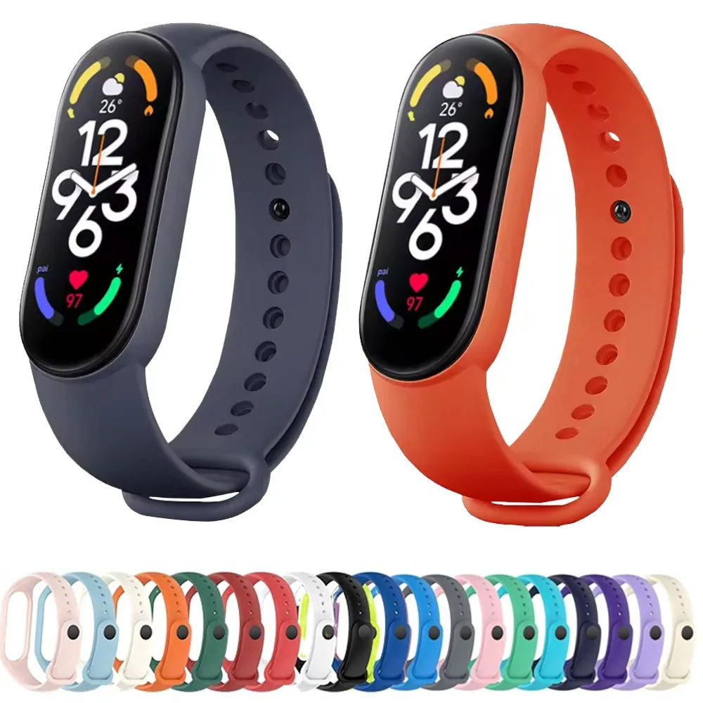 Silikonarmband für Xiaomi Mi Band 7 6 5 4 3 Sport Bequem für Miband 7 6 5 Atmungsaktives Armband für Mi Band 3 4 5 6 7 Gürtel Image