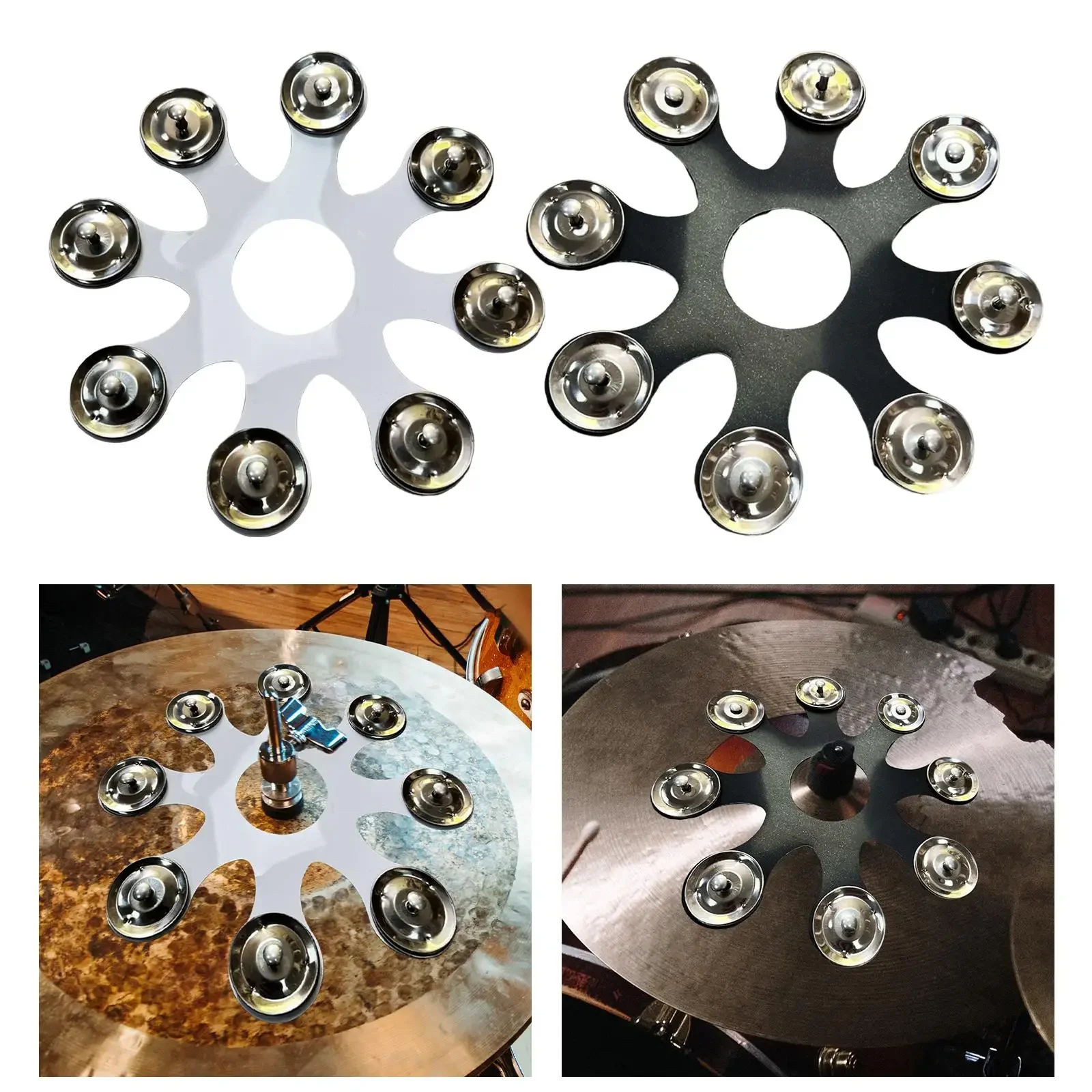 Trommelbecken Hi Hat Tamburin Percussion Instrument Zubehör Trommelglocken für Effekte Becken Hihats Stapel Crashes Rides Image