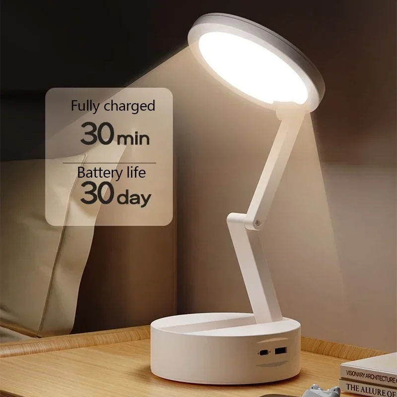 LED-Buchungslampe, tragbar, aufladbar, USB oder Uhr, zusammenklappbar, LED-Schreibtischlampe, energiesparend, wiederaufladbar, faltbar, LED-Leselampe