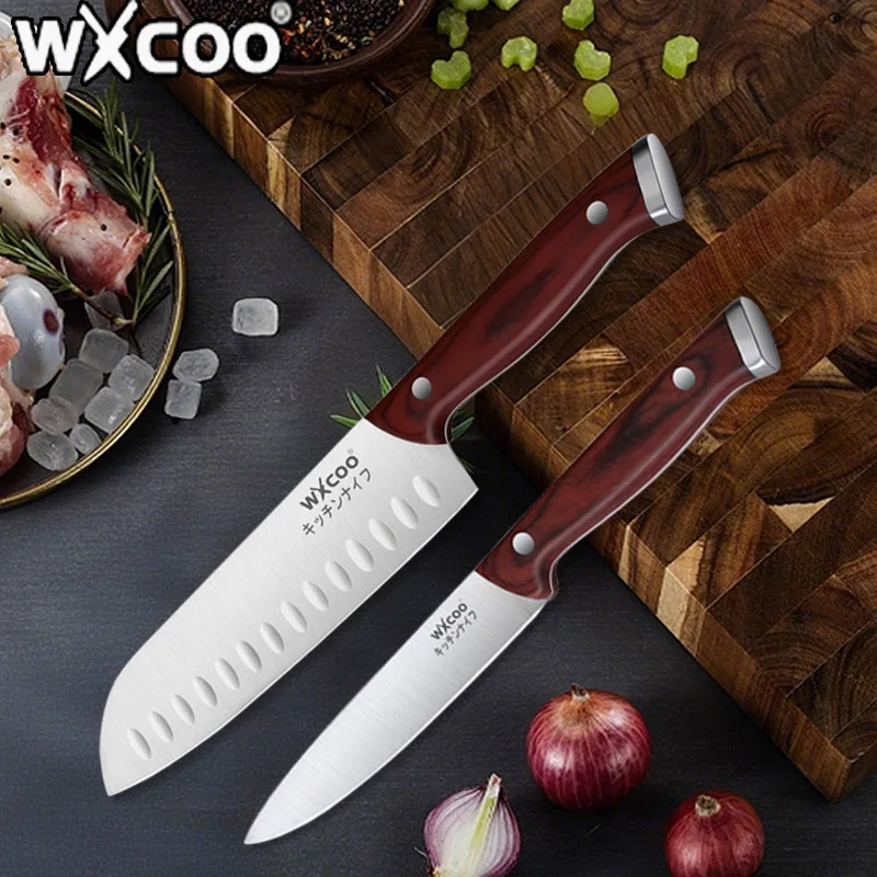 Edelstahl Küche Gemüse Obst Messer Professionelle Ausbeinigen Messer Japanische Fisch Santoku Messer Holzgriff CookingTools Image