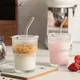 1/2PCS 450ml Tazza di vetro a strisce Tazze di vetro trasparente con coperchio e cannuccia Ghiaccio Caffè Tazza da tè Succo di vetro Latte Tazza di acqua