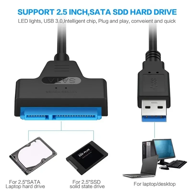 Coolcirc USB 3.0 zu SATA Kabel Adapter für 2 5 Zoll externe HDD SSD Festplatte Konverter Datenübertragung Netzteil Image