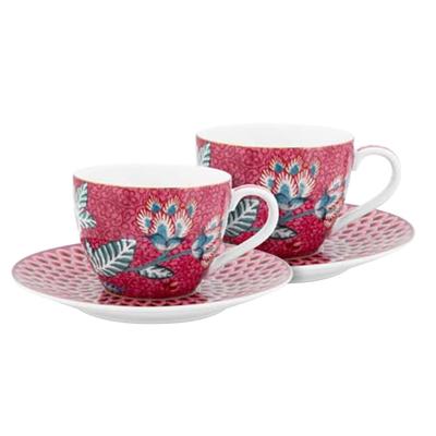 PIP Studio Tassen und Untertassen Flower Festival Dunkelrosa 2er set Image