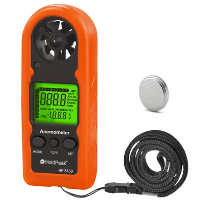 Handheld Anemometer, Mini Digital Wind Speed Meter Gauge for Air Flow Velocity cfm Measuring Device, Wind Temperature Test