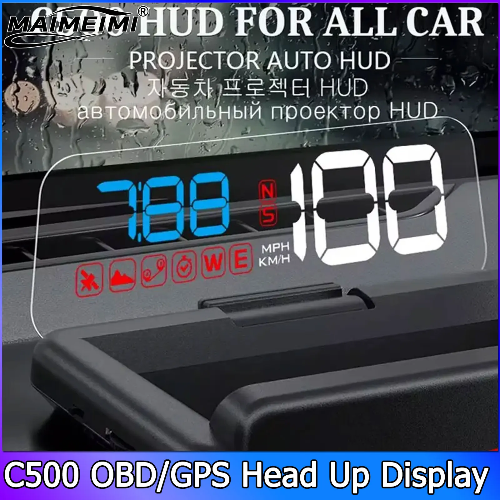 OBD/GPS HUD C500 T900 Head-Up-Display-Spiegelprojektor Bordcomputer Alarm Cartronics Zubehör Tachometer individuell anpassbar Image