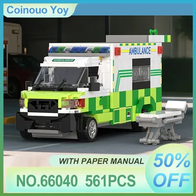 Xbert 66040 AMBULANCE LKW-Auto-Baustein, Transporter, Stadtrettungsfahrzeug, Modell, Ziegel, Idee, DIY, Spielzeug, Weihnachtsgeschenk, Kind, Erwachsene Image