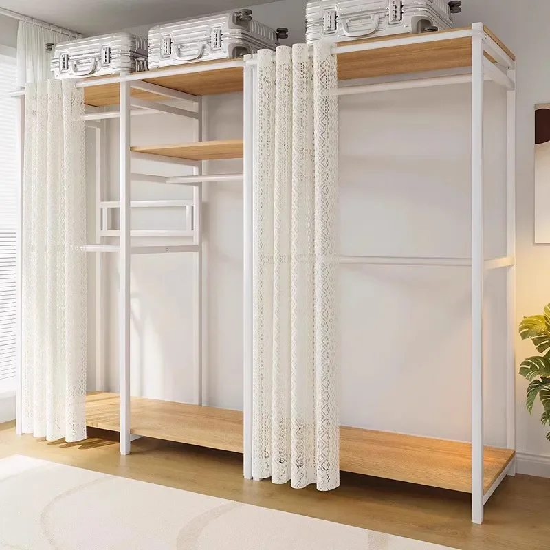 Einfacher Kleiderschrank, Schlafzimmer, Zuhause, Garderobe, Regal, Eckschrank, robust, langlebig, offen, zusammengebautes Metall