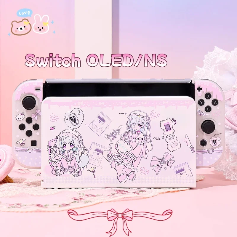 Original Switch Oled Schutzhülle First Love Pink Manga Girl Ns Schutzhülle Niedliche Y2k Girl Series Anime Peripherie Image