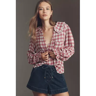The Keira Collared Button-Front Blouse by Pilcro: Long-Sleeve Plaid Edition