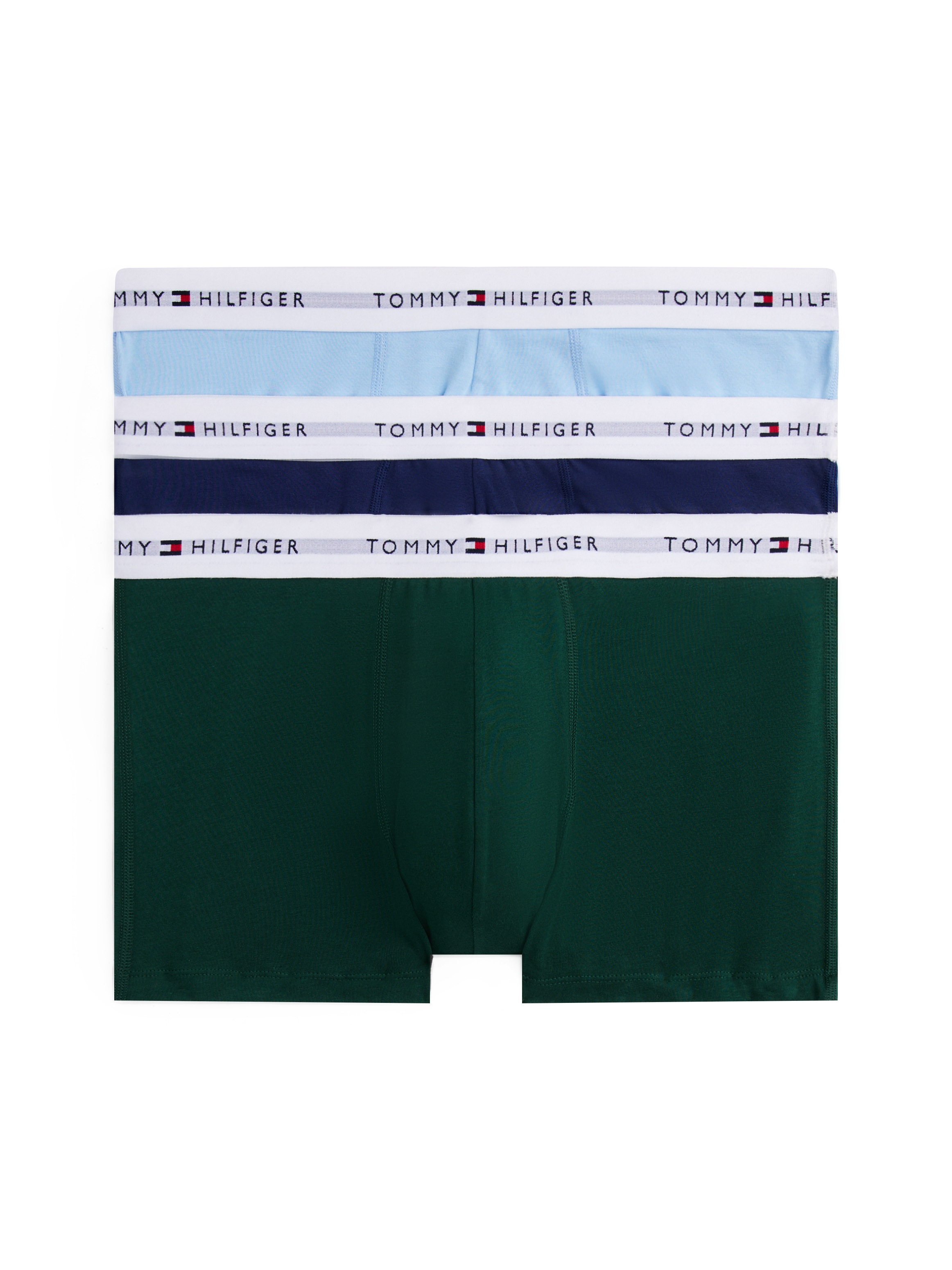 Trunk "3P TRUNK", Herren, Gr. M50, orn grn, prp nvy, vess blu, Jersey, Obermaterial: 95% Baumwolle, 5% Elasthan, TOMMY HILFIGER UNDERWEAR, körpernah, Unterhosen, mit Logoschriftzug Image