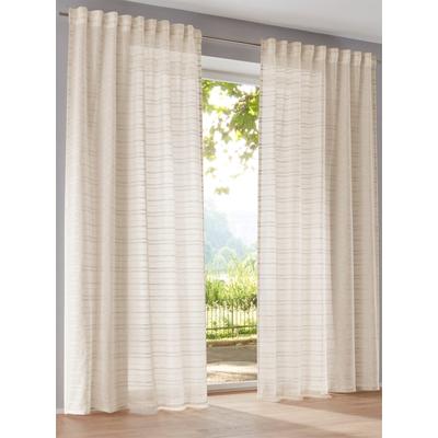 Gardine HEINE HOME Gr. 4, weiß (beige, sanftes weiß), B:140cm H:245cm, Polyester, Gardinen Image