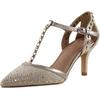 Pumps HEINE, Damen, Gr. 38, gold (goldfarben), Leder, Textil, feminin, Schuhe Spangenpumps