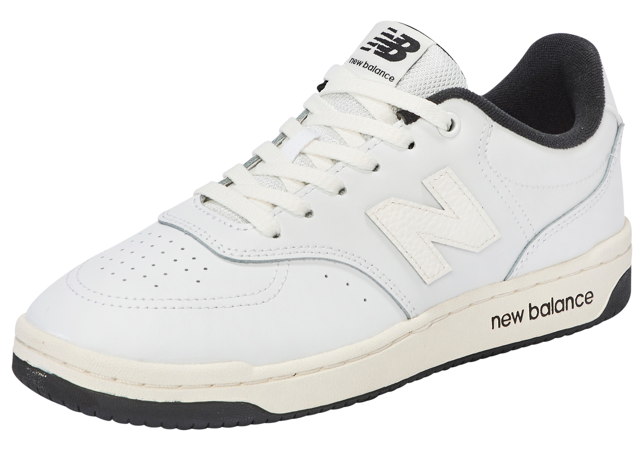 Sneaker NEW BALANCE "BB80", Damen, Gr. 37,5, weiß (weiß, sea salt, schwarz), Leder, Textil, mehrfarbig, Schuhe Sneaker, von dem New Balance 550 inspiriert