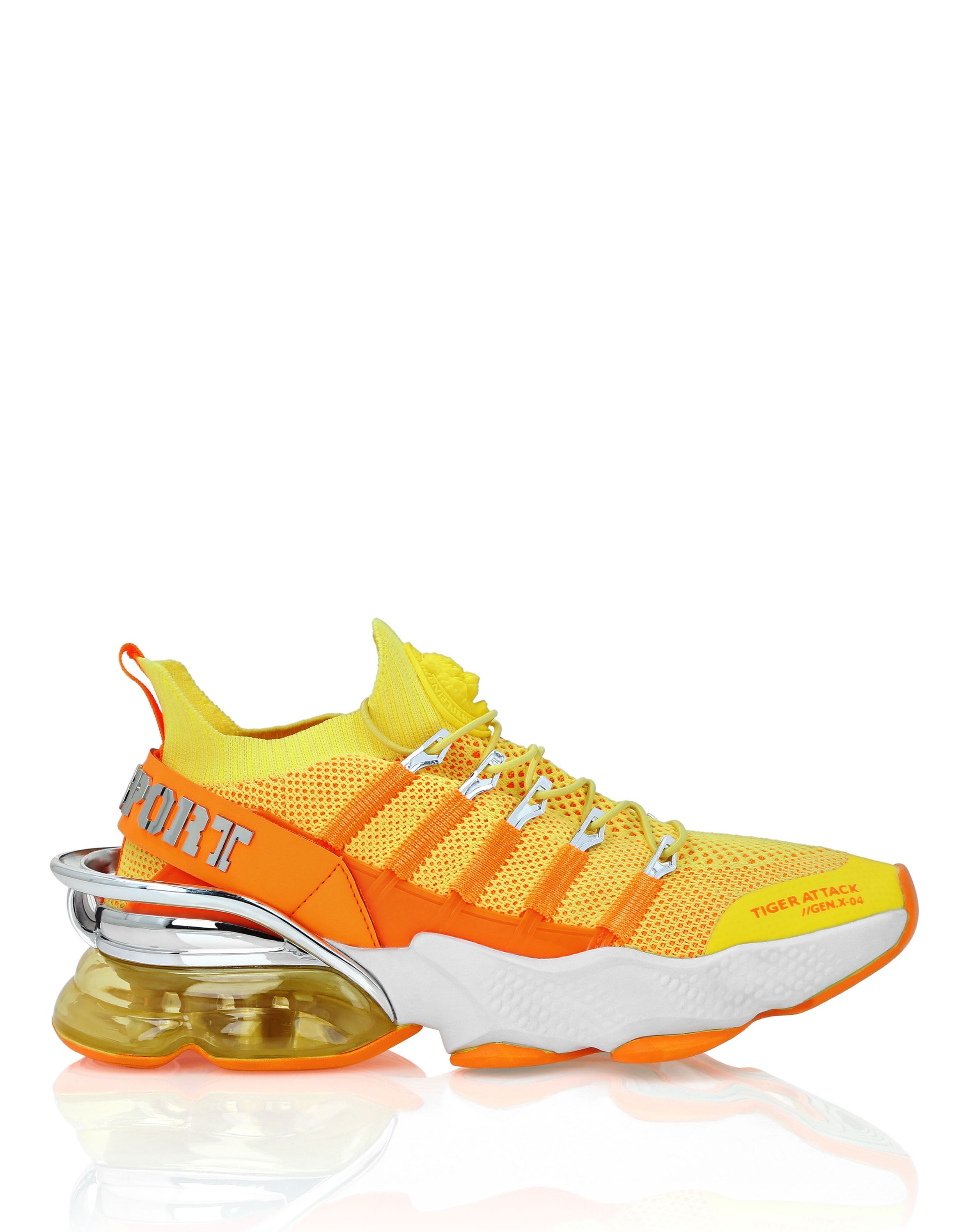 Sneaker PLEIN SPORT "Tiger", Herren, Gr. 43, Normalschaft, 2986, gelb fluo, orange fluo, Schuhe Sneaker