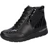 Schnürboots WALDLÄUFER "K-RAMONA", Damen, Gr. 9 (43), schwarz, Nappaleder, Lackleder, Reptilienprägung, klassisch, Schuhe, Stiefelette, Bequemschuh mit Innenreißverschluss, K-Weite