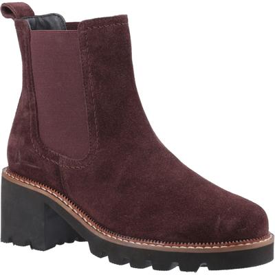 Hush Puppies Gaia Damen Stiefeletten aus Leder mit Absatz in Pflaumenfarbe Image