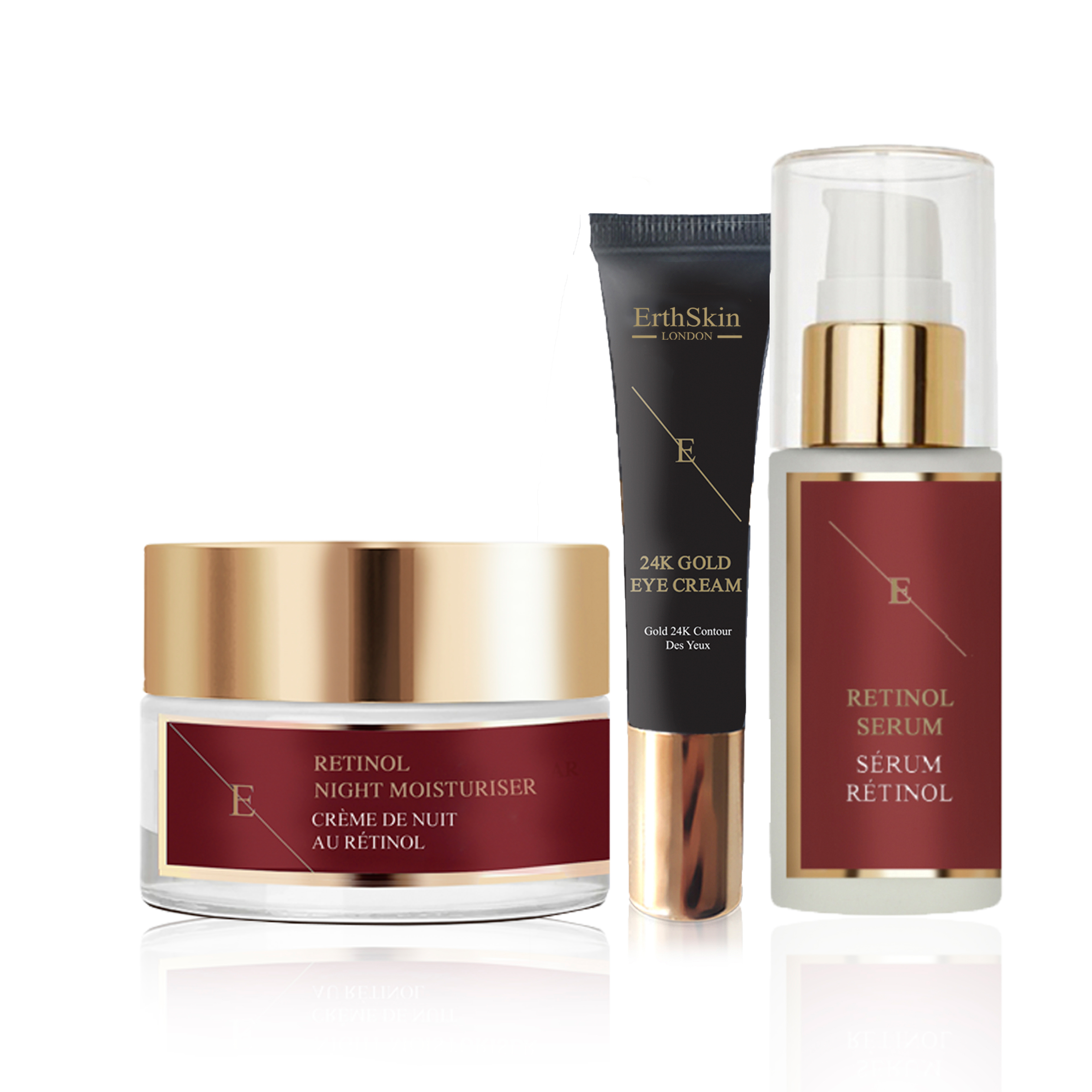 PRO RETINOL SERUM 30ML + PRO RETINOL NACHTFEUCHTIGKEITSCREME 50ML + AUGENCREME 24K GOLD - 15ml Image