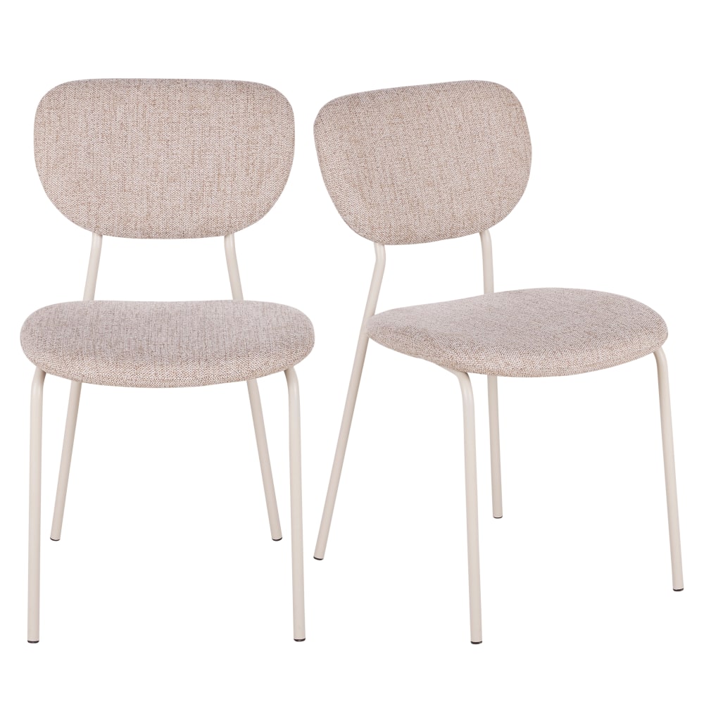 Chaises professionnelles beige tramé et pieds en acier beige (x2)
